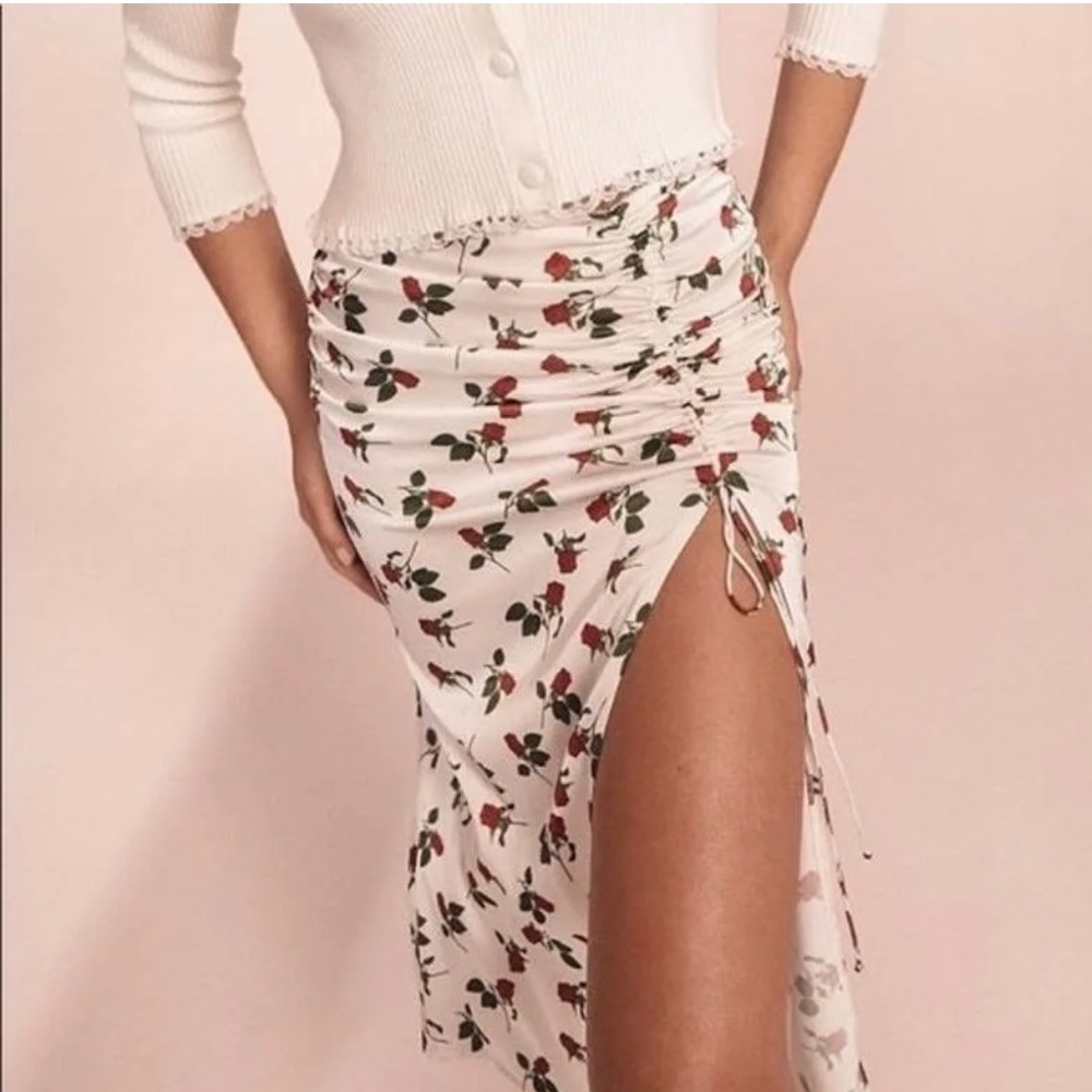 For Love & Lemons Love Song Floral Midi Skirt